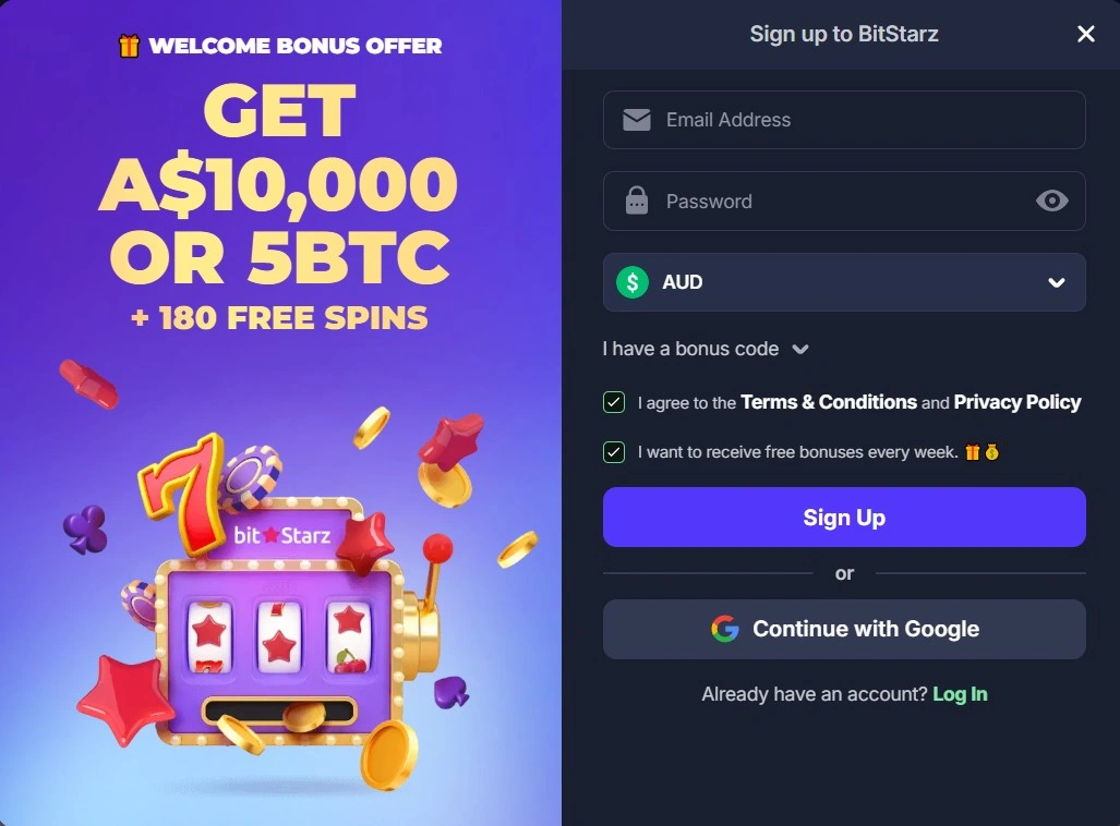Bitstarz Casino sign up and welcome bonus